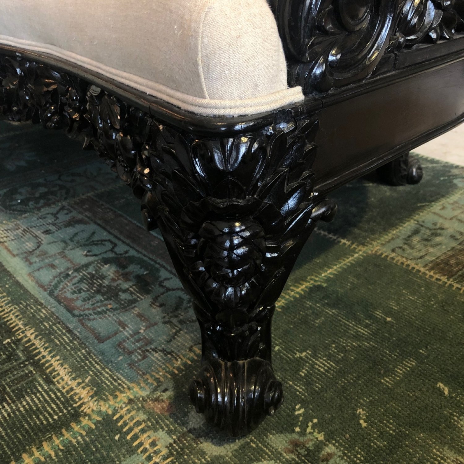 Mid 19th Century Anglo Indian Ebony Couch