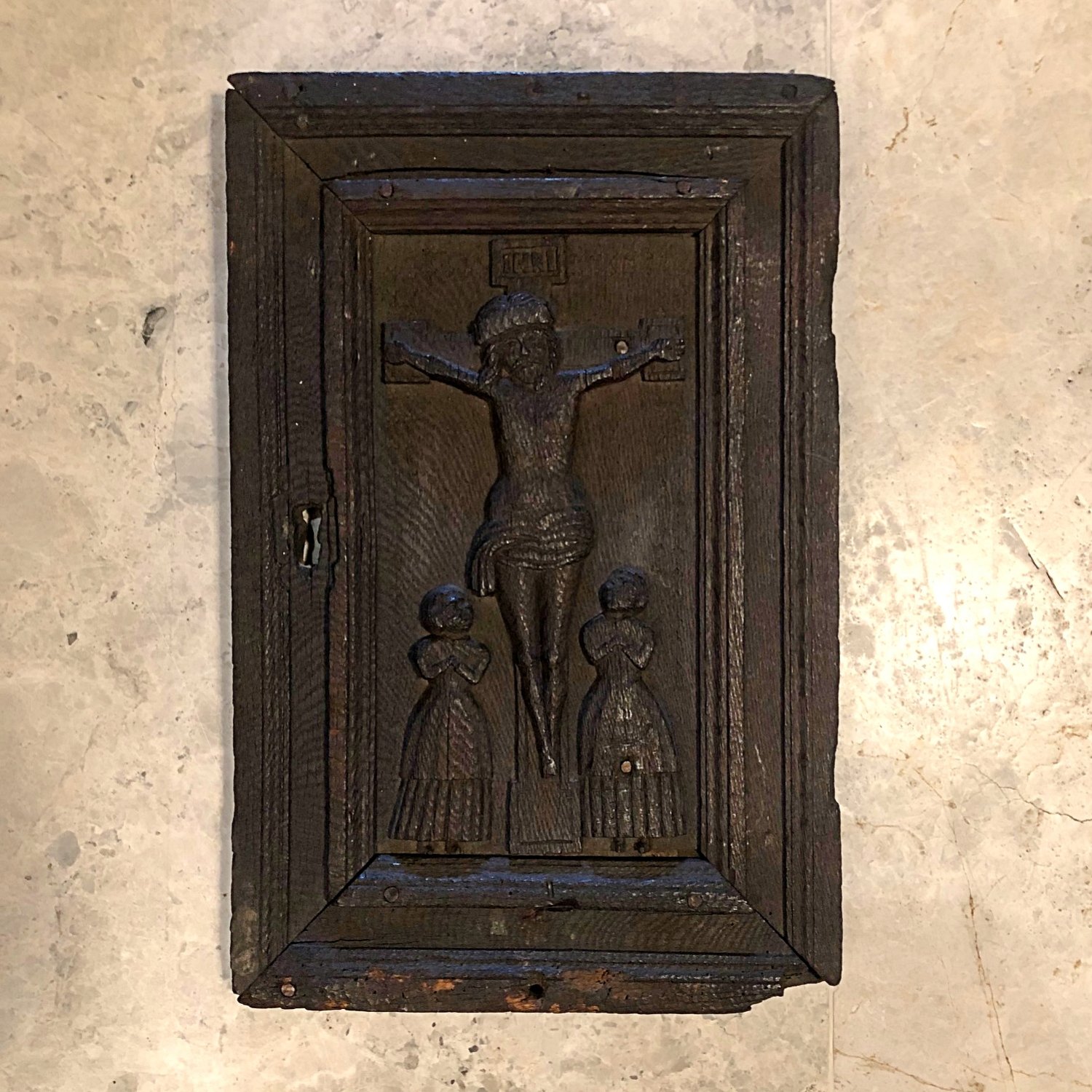 Pair of 17th Century Carved Oak Religious Panels c.1640 Walter & Co