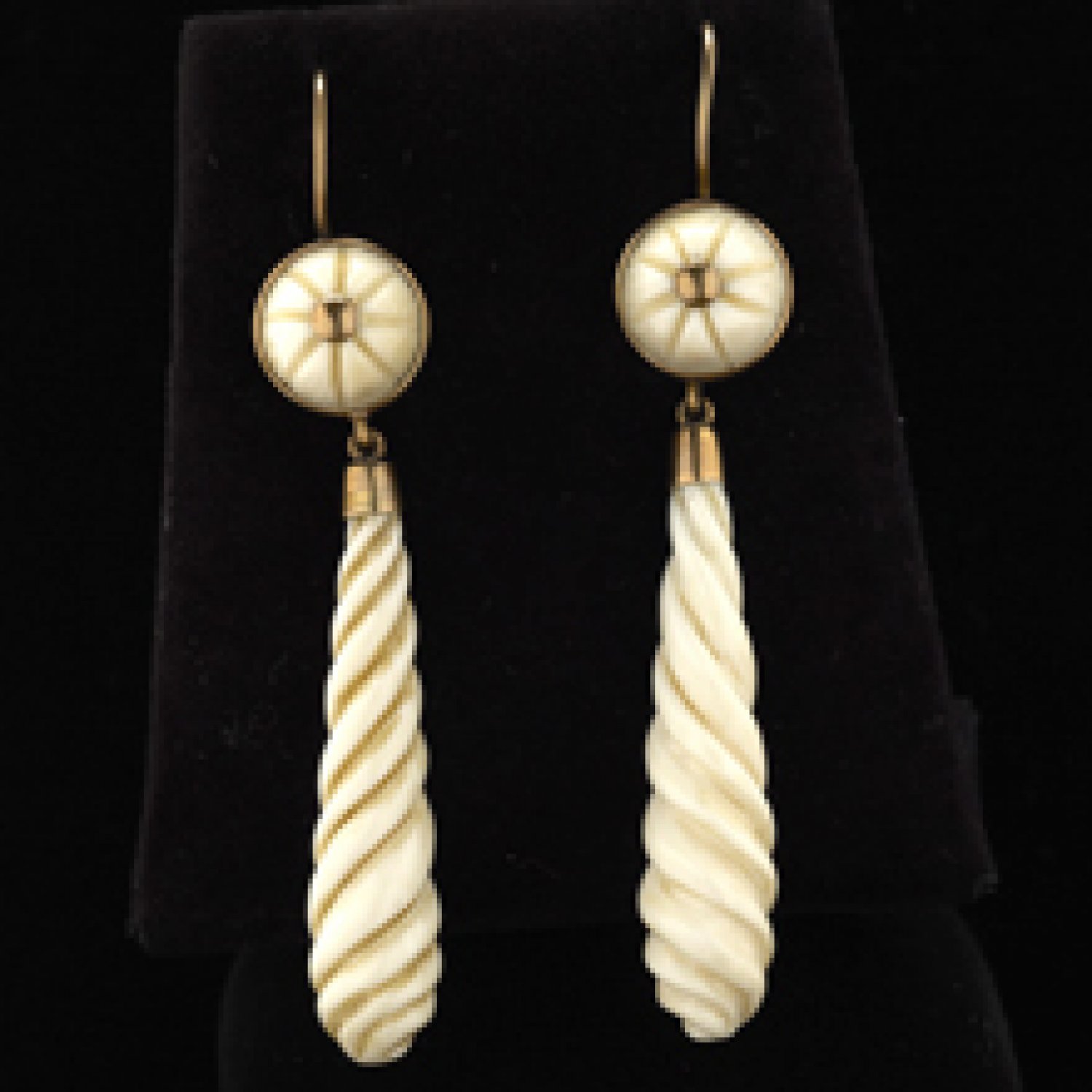 Ivory & gold victorian twist earrings