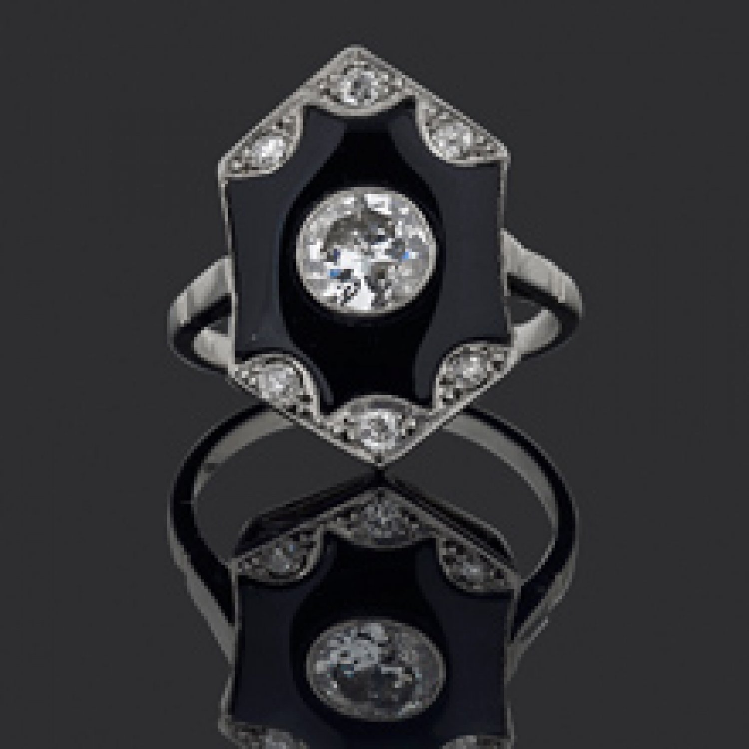 Art Deco onyx & diamond ring