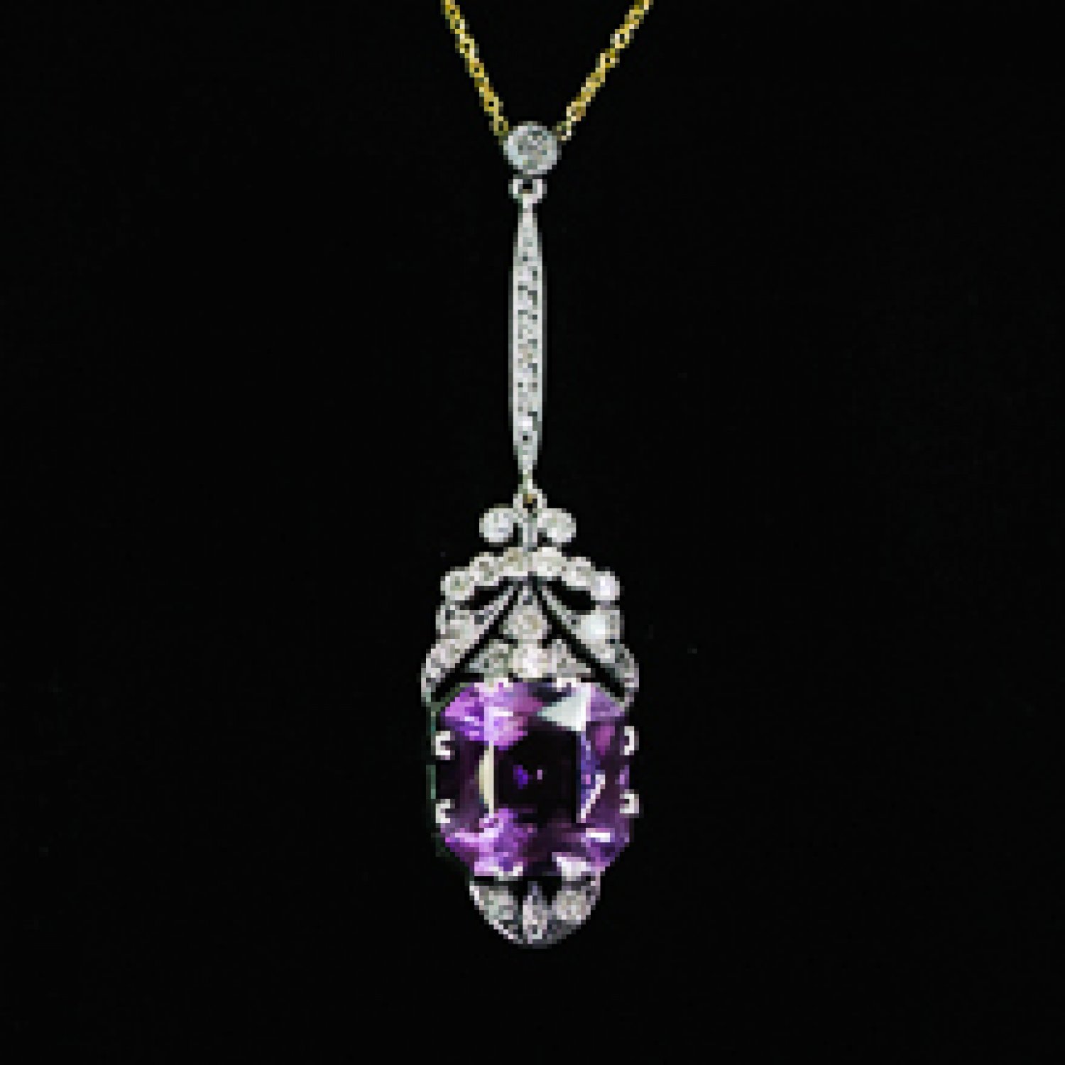 Edwardian amethyst & diamond pendant