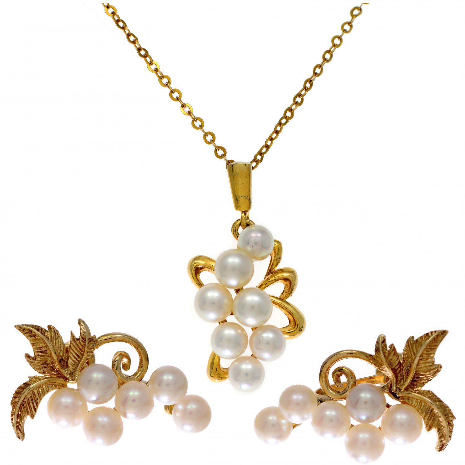 MIKIMOTO Pearls 14K Gold Necklace & Earrings Set