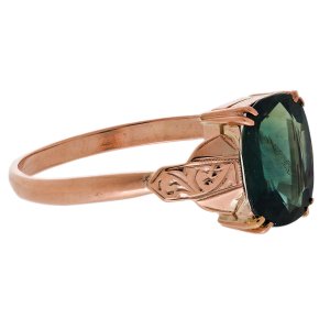 1920s 9ct Rose Gold Australian Green Sapphire Ring [G728]