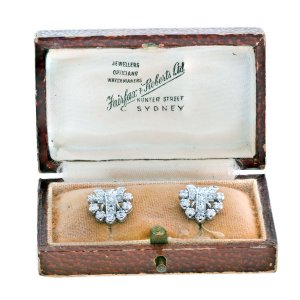 1920s 14 Diamonds (each). Platinum and 18ct White Gold Earring Studs [G149]