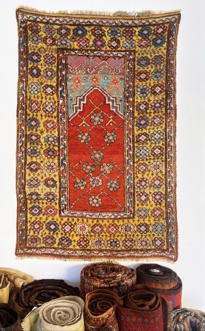 Konya Bozkir prayer rug from central Anatolia, circa 1880