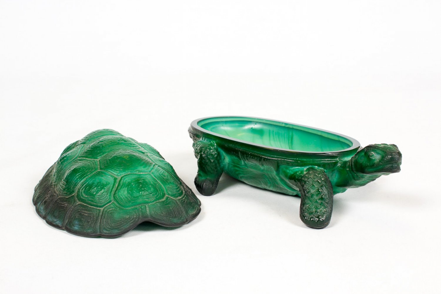 Jade Malachite Glass Turtle Jewellery Box