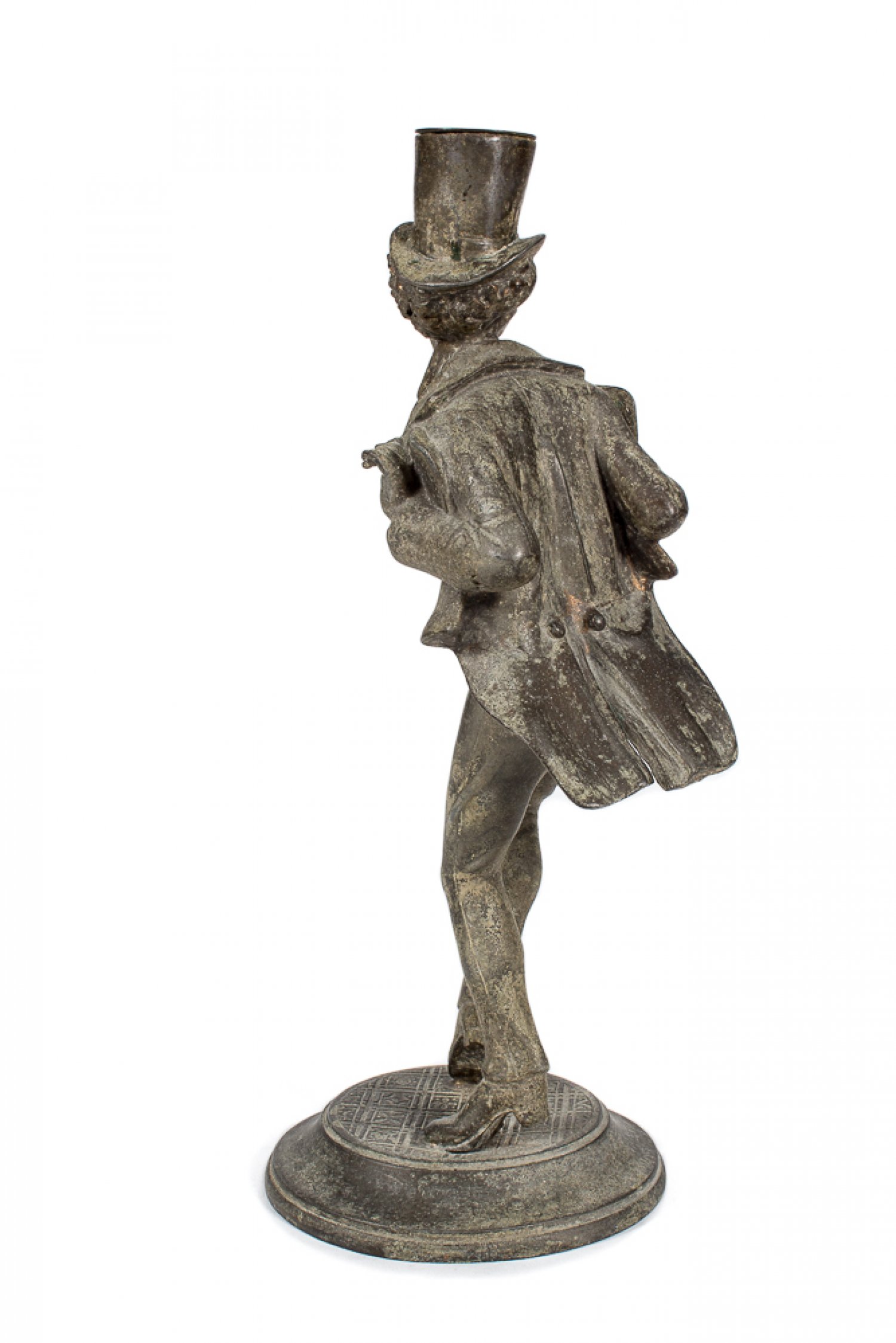 Spelter Figural Candlestick Figure of a Dandy