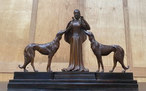 French Art Deco Carved Wood Statue