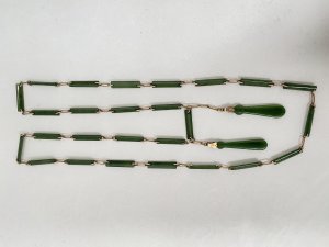9ct Gold and New Zealand Jade/Pounamu Opera Length Necklace Australian 