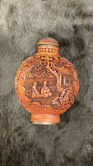 Late Qing Chinese Cinnarbar Snuff Bottle
