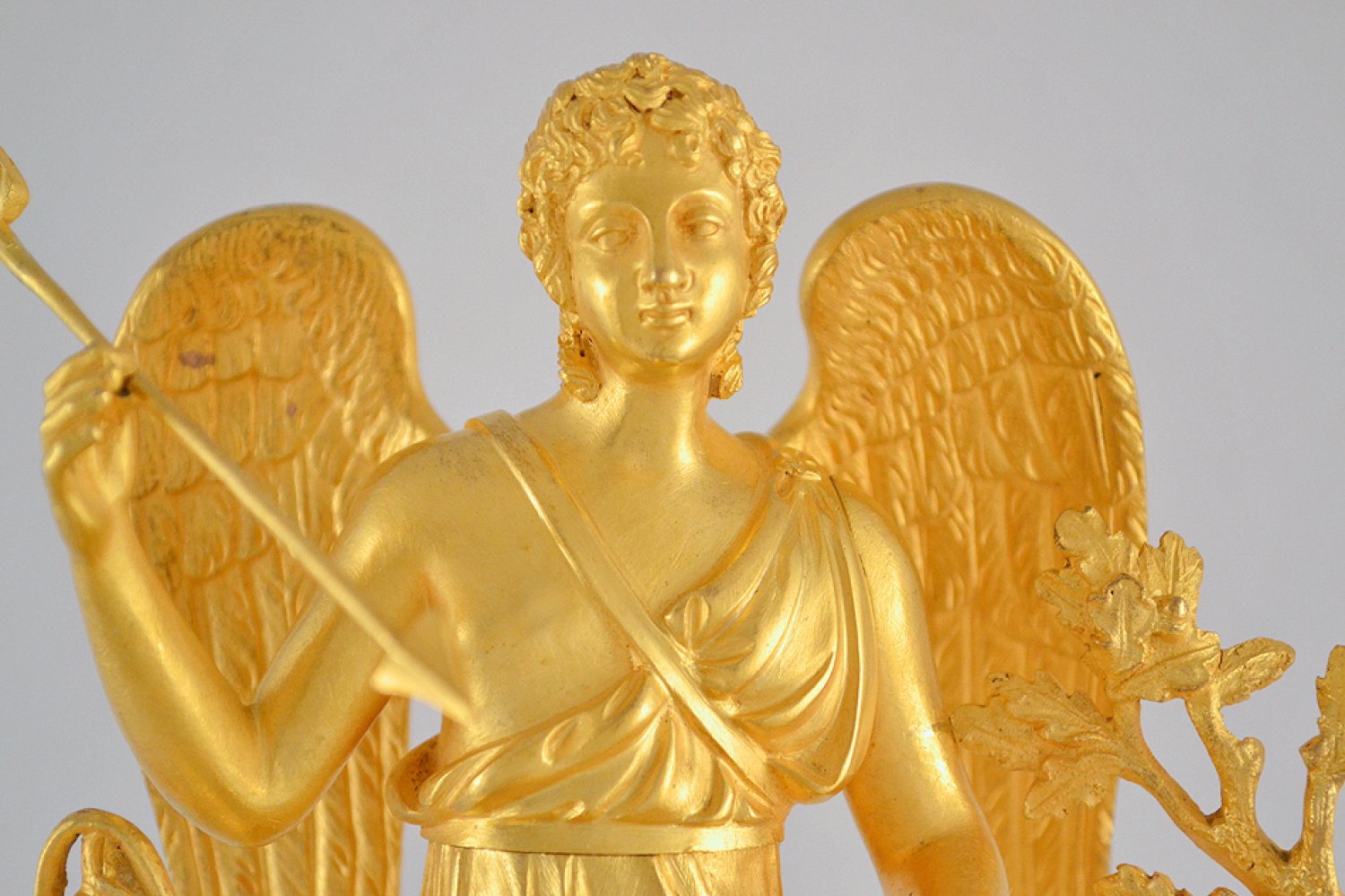 A 19TH CENTURY EMPIRE, MYTHOLOGICAL, ORMOLU, MANTLE CLOCK OF EROS, SIGNED NAVRANCOURT A BREST. CIRCA. 