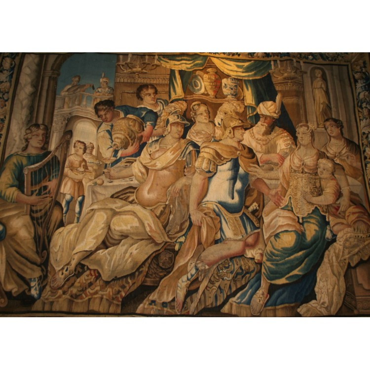 A 17TH CENTURY ROYAL AUBUSSON TAPESTRY.   'THE BANQUET OF DIDO AND AENEAS'. CIRCA.