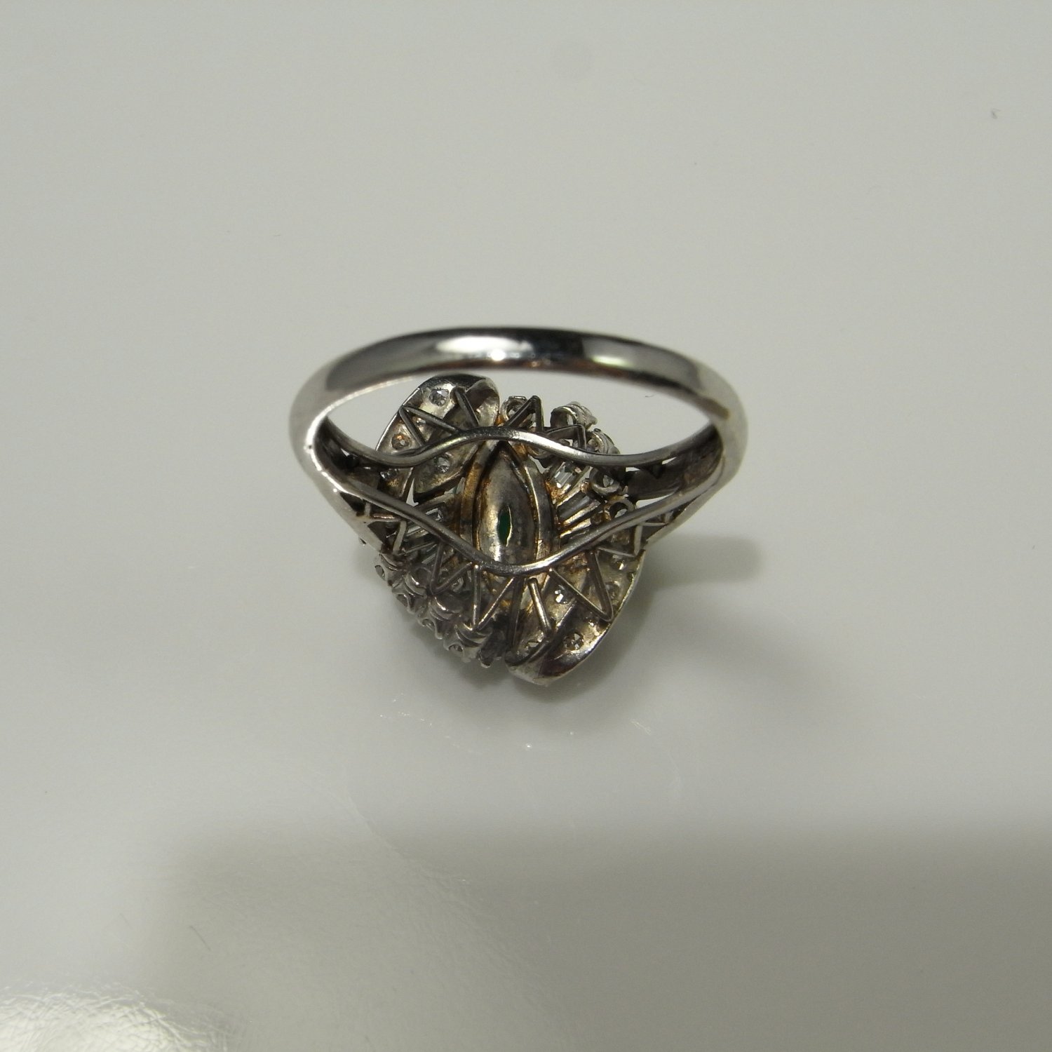 Vivid Green UNTREATED Jadeite Jade Diamond Engagement Ring 18K White Gold Art Deco Handmade One of a Kind Unique Wedding Anniversary