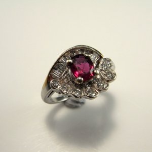 UNHEATED NO HEAT Natural Red Ruby Engagement Ring Art Deco Ruby Ring Antique Ruby Ring Ruby Diamond Engagement Ring Platinum One of a Kind
