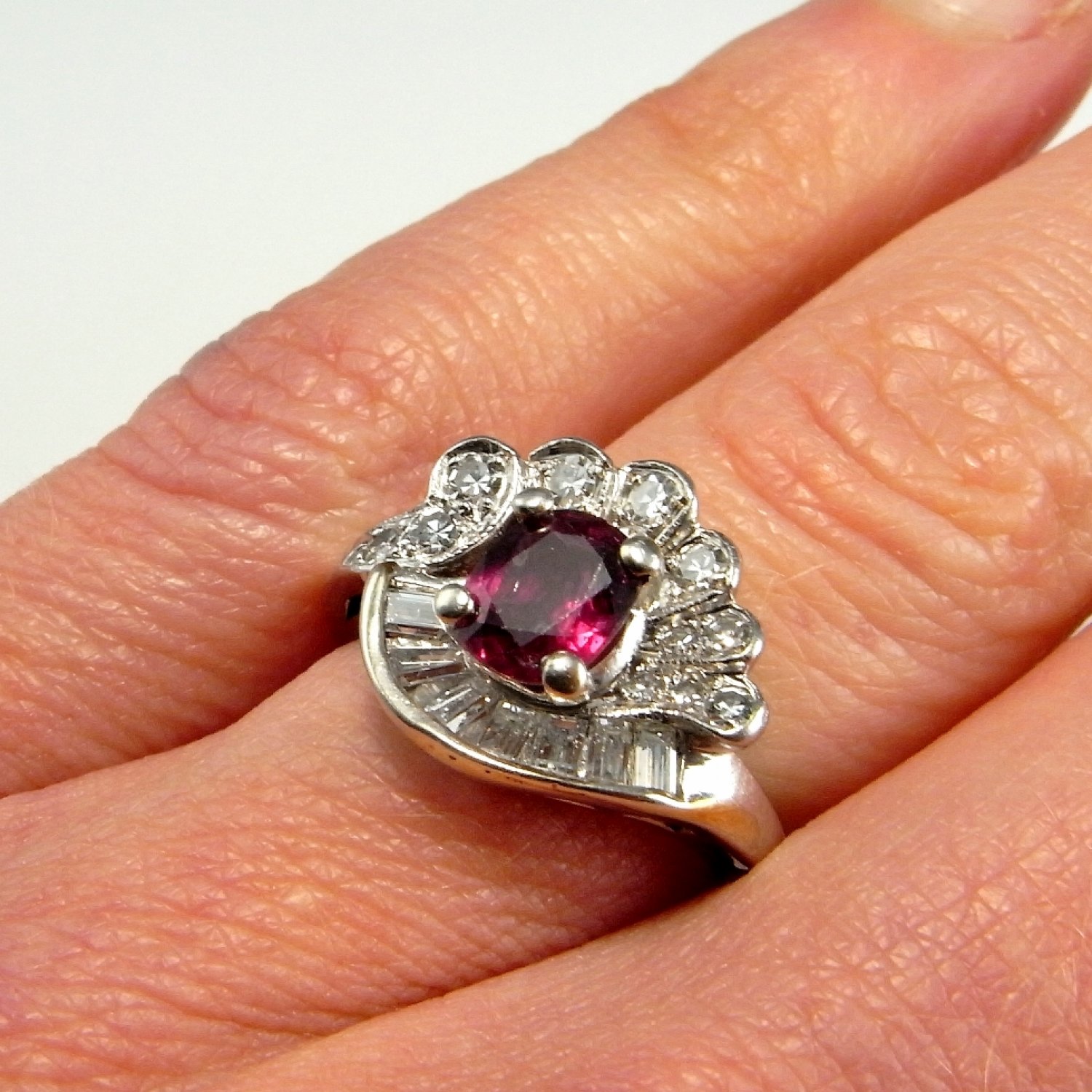 UNHEATED NO HEAT Natural Red Ruby Engagement Ring Art Deco Ruby Ring Antique Ruby Ring Ruby Diamond Engagement Ring Platinum One of a Kind