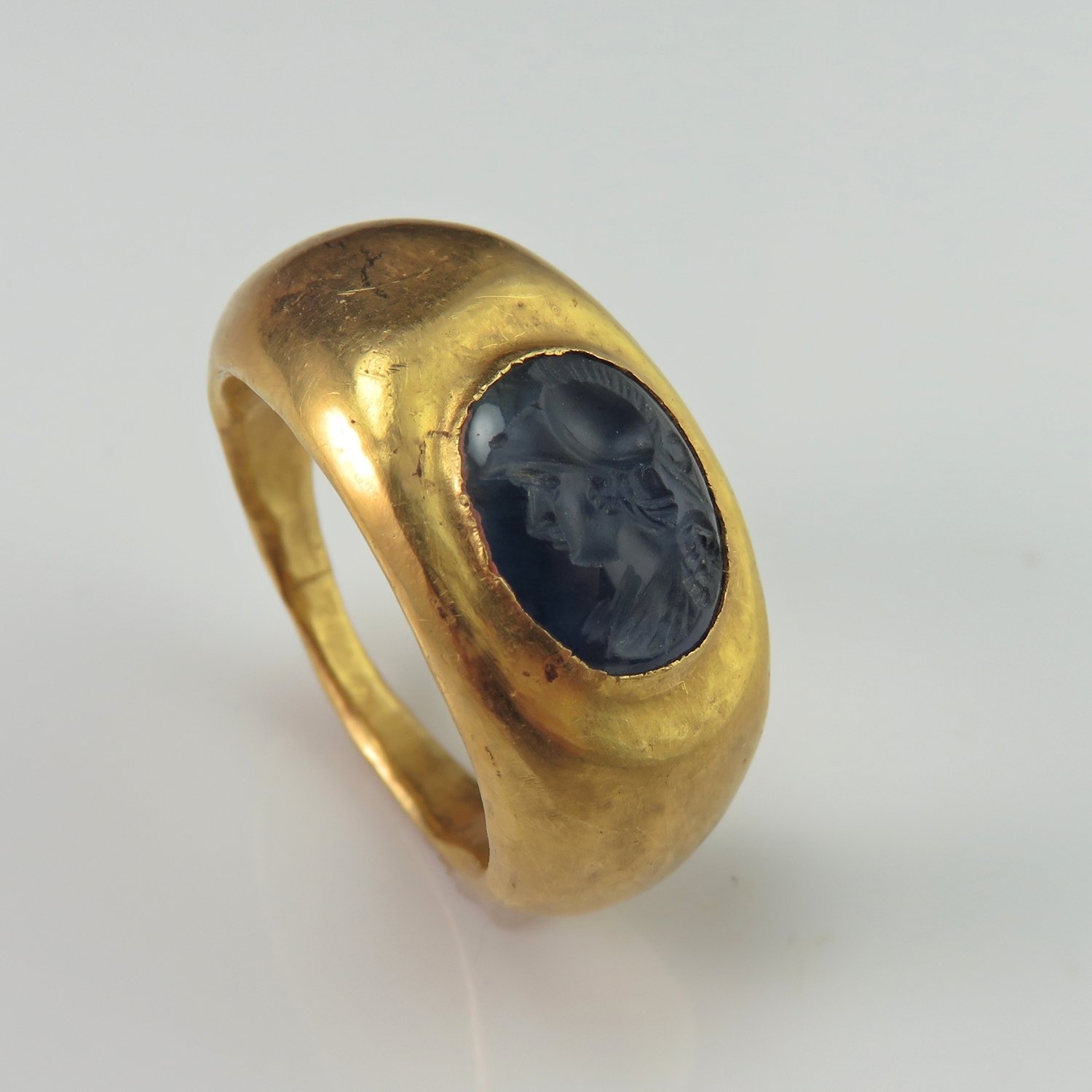 Ancient Roman Sapphire Intaglio 22K Gold Signet Ring circa 2nd C AD ...