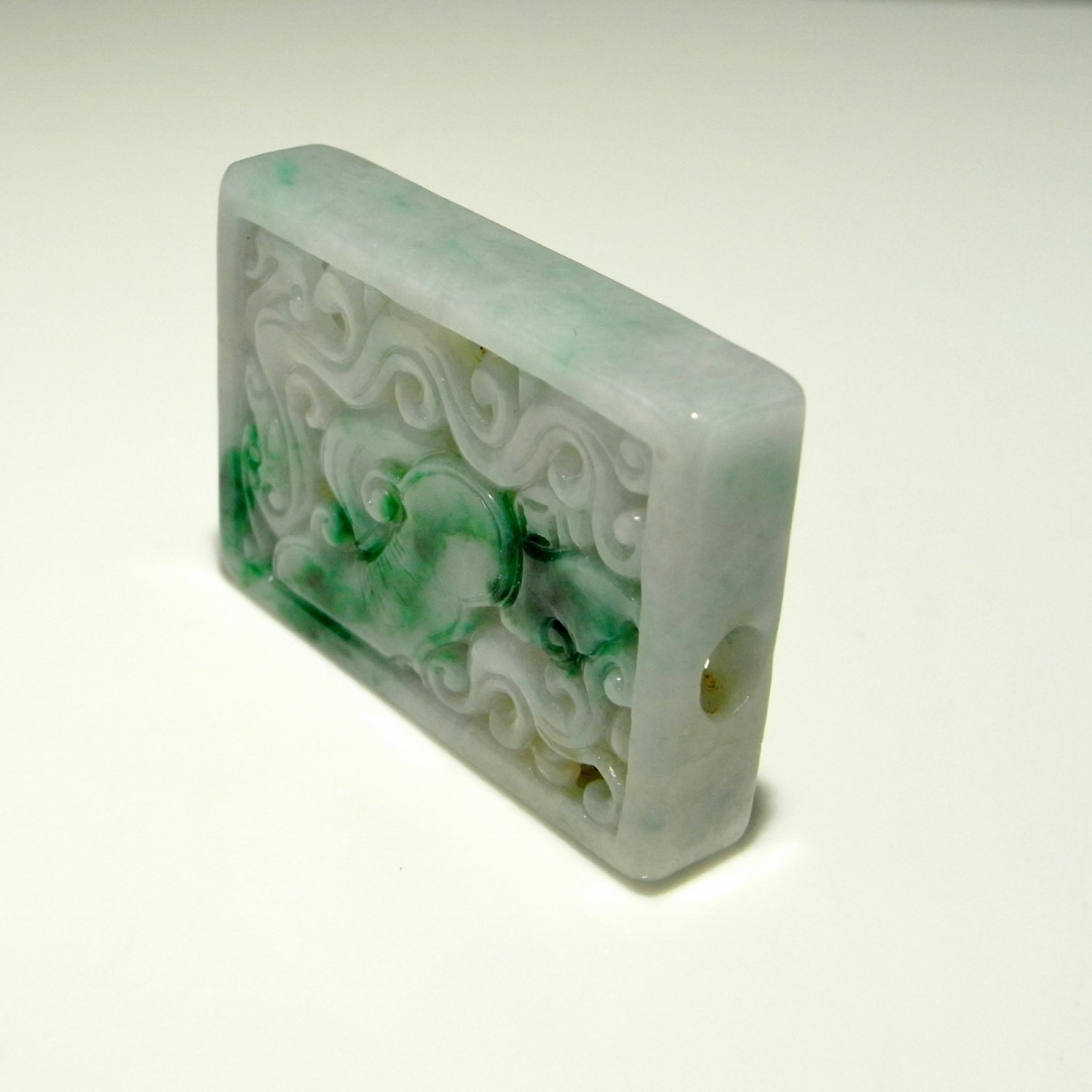 Circa 1800 Jadeite Jade Carved Pendant Openwork Jade Pendant Green Jade Antique Chinese Pendant Ruyi Lingzhi Dragon Amulet Unisex Jewelry Reticulated Openwork Pierced