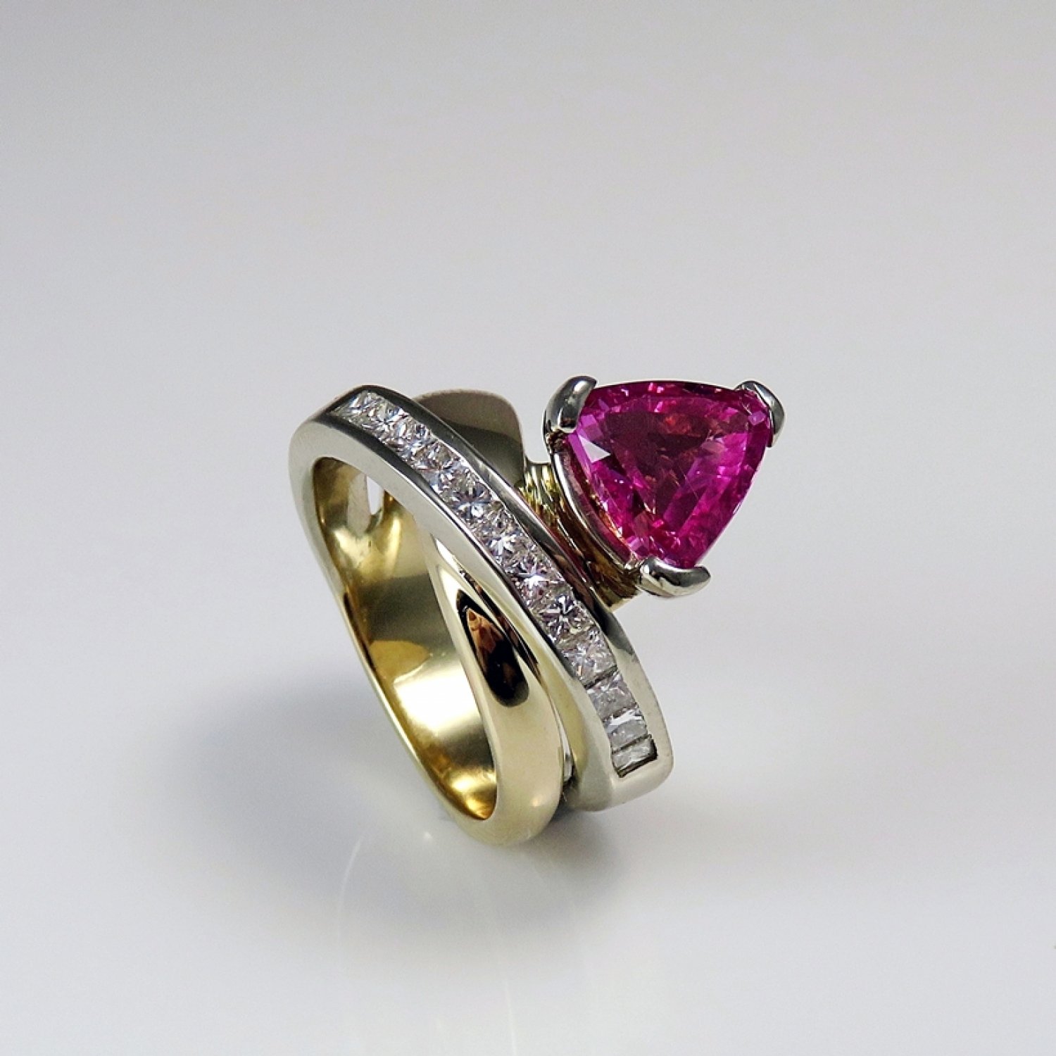 Unheated Large Natural Neon Hot Pink Sapphire Ring Trillion Engagement ...