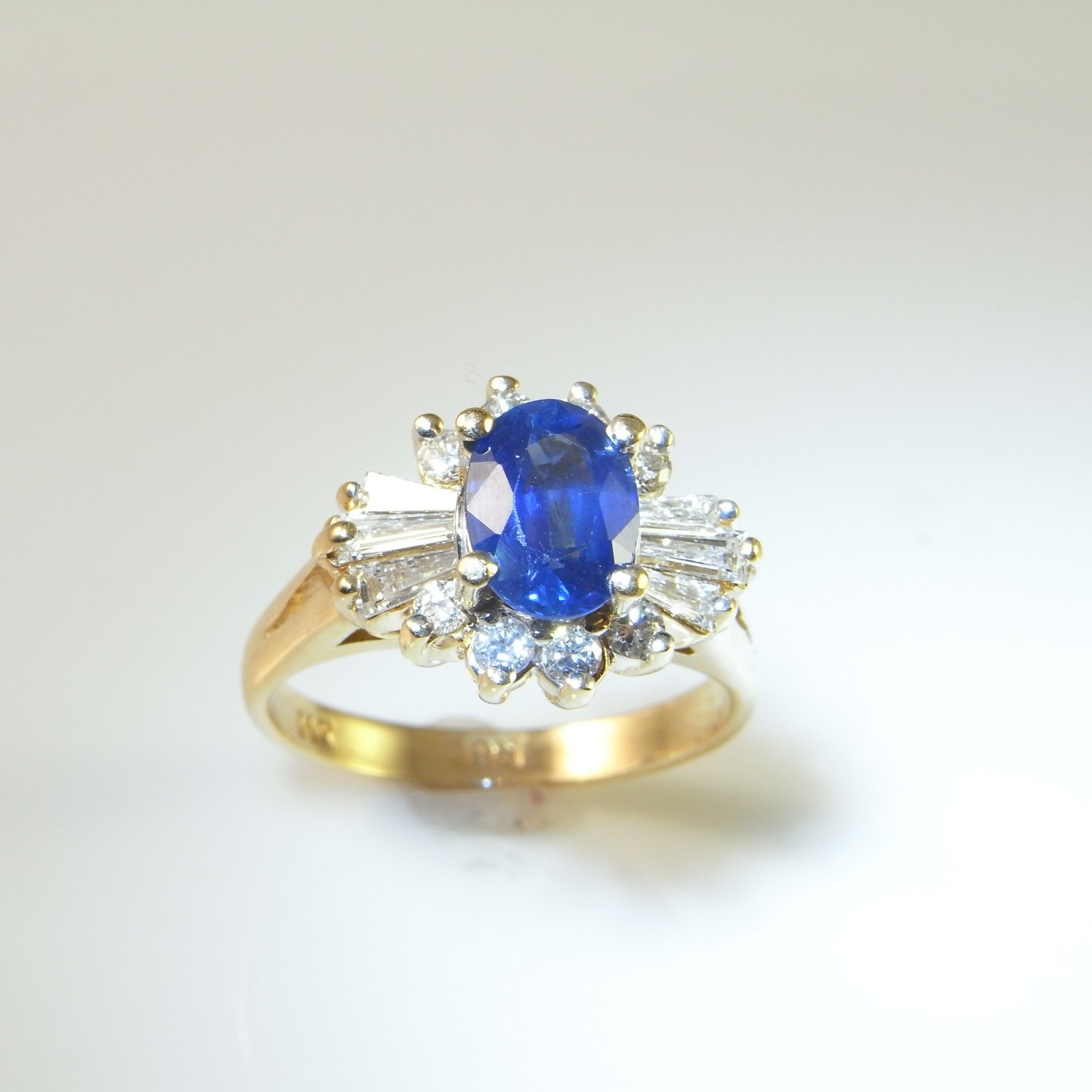 Vivid Cornflower Blue Fine Ceylon Sapphire Diamond Engagement Ring 14K ...
