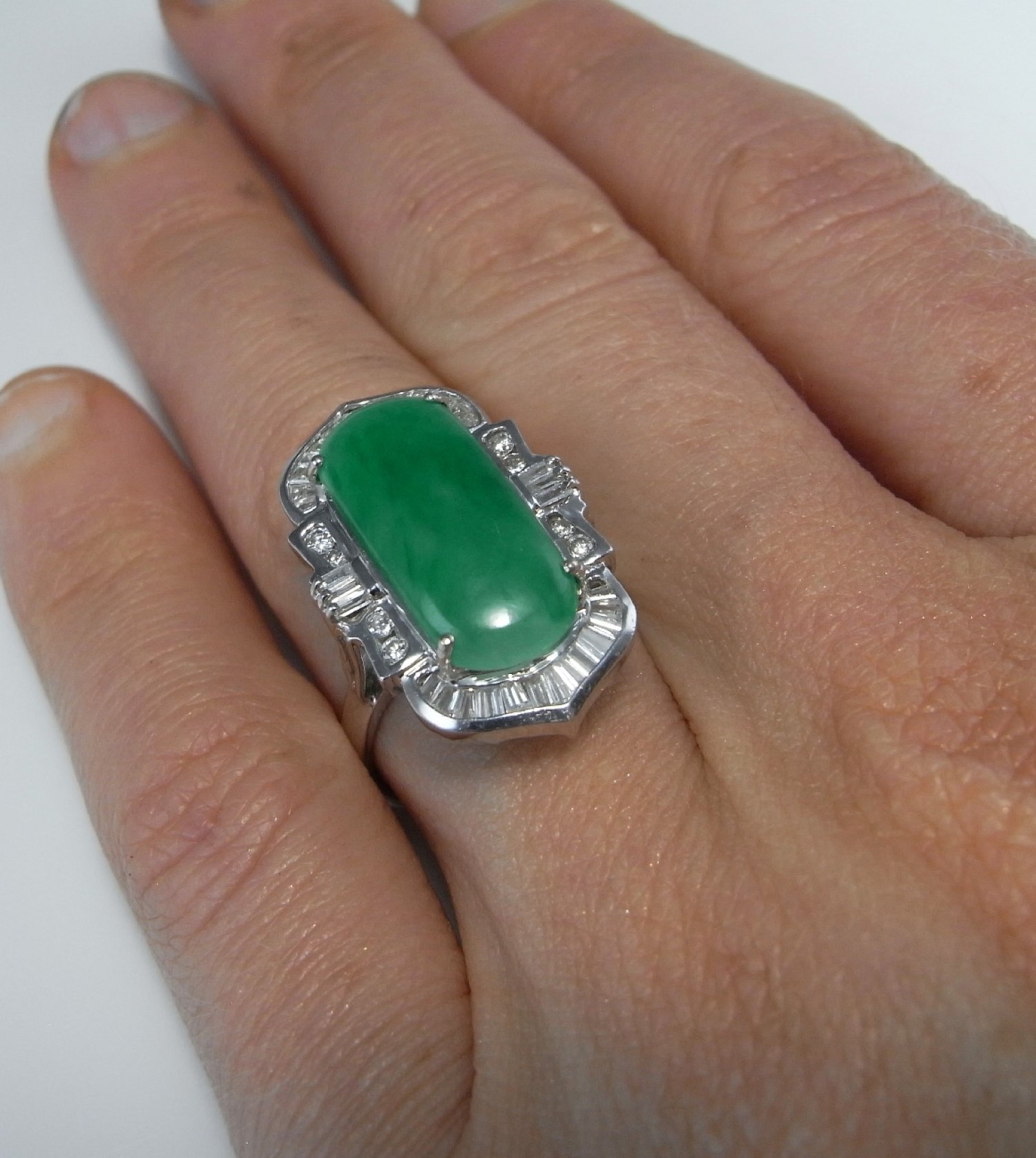 Jade Diamond Engagement Ring Jadeite Jade Diamond Ring 18K Gold A Type Jade Green Jade Ring Large Jade Ring Jade Jewelry Big Jade Ring 750