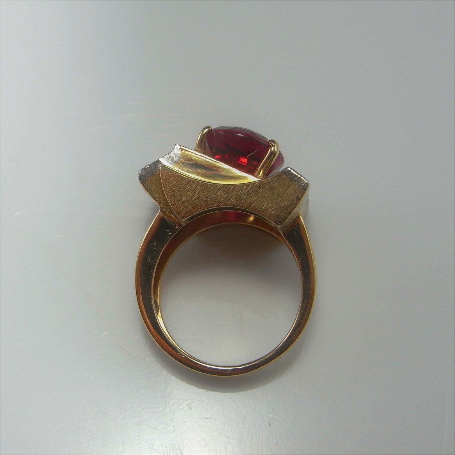 Art Deco Gold Ring Rubellite Diamond Ring Red Tourmaline Diamond Ring Ruby Diamond Ring 14K Gold 