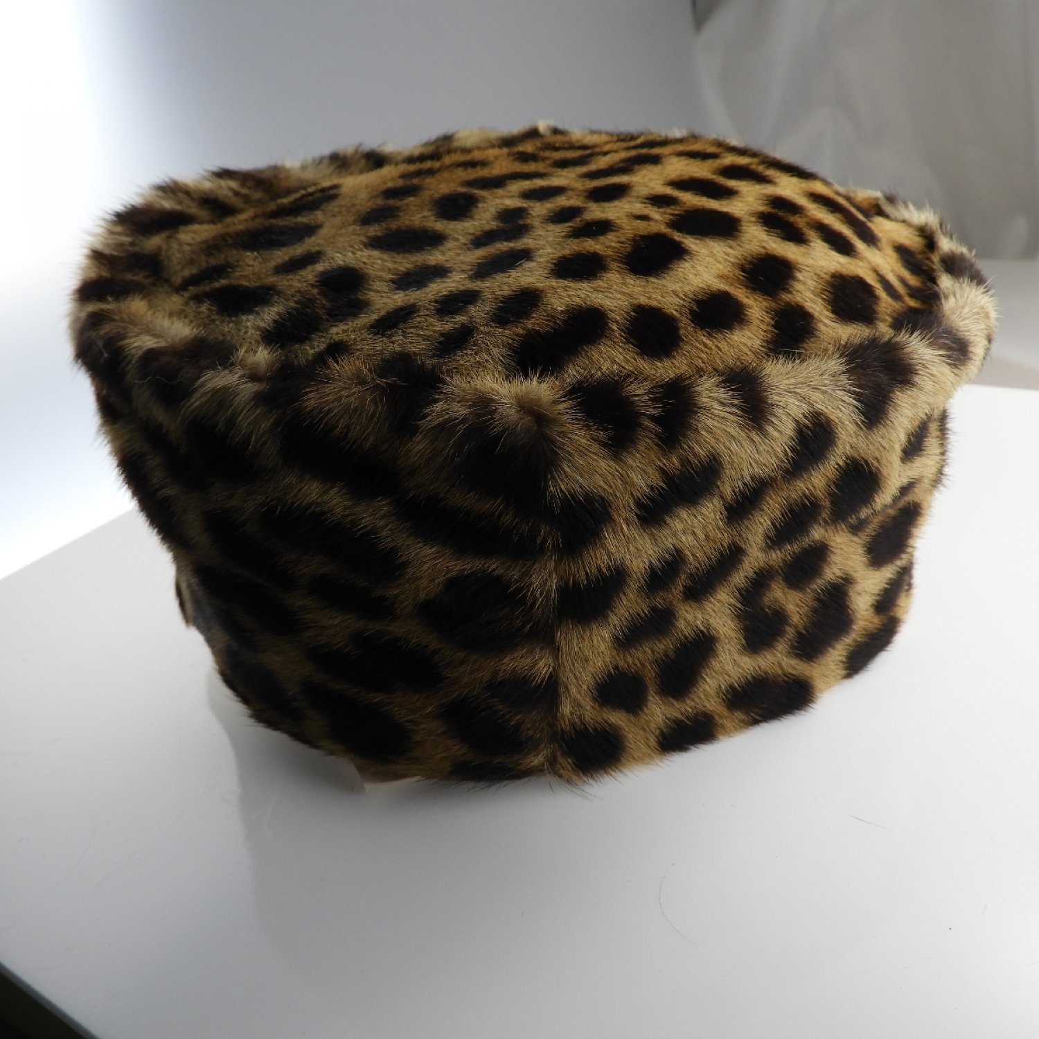 Pre Cites 1930s to 1950s Leopard Fur Pill Box Hat 