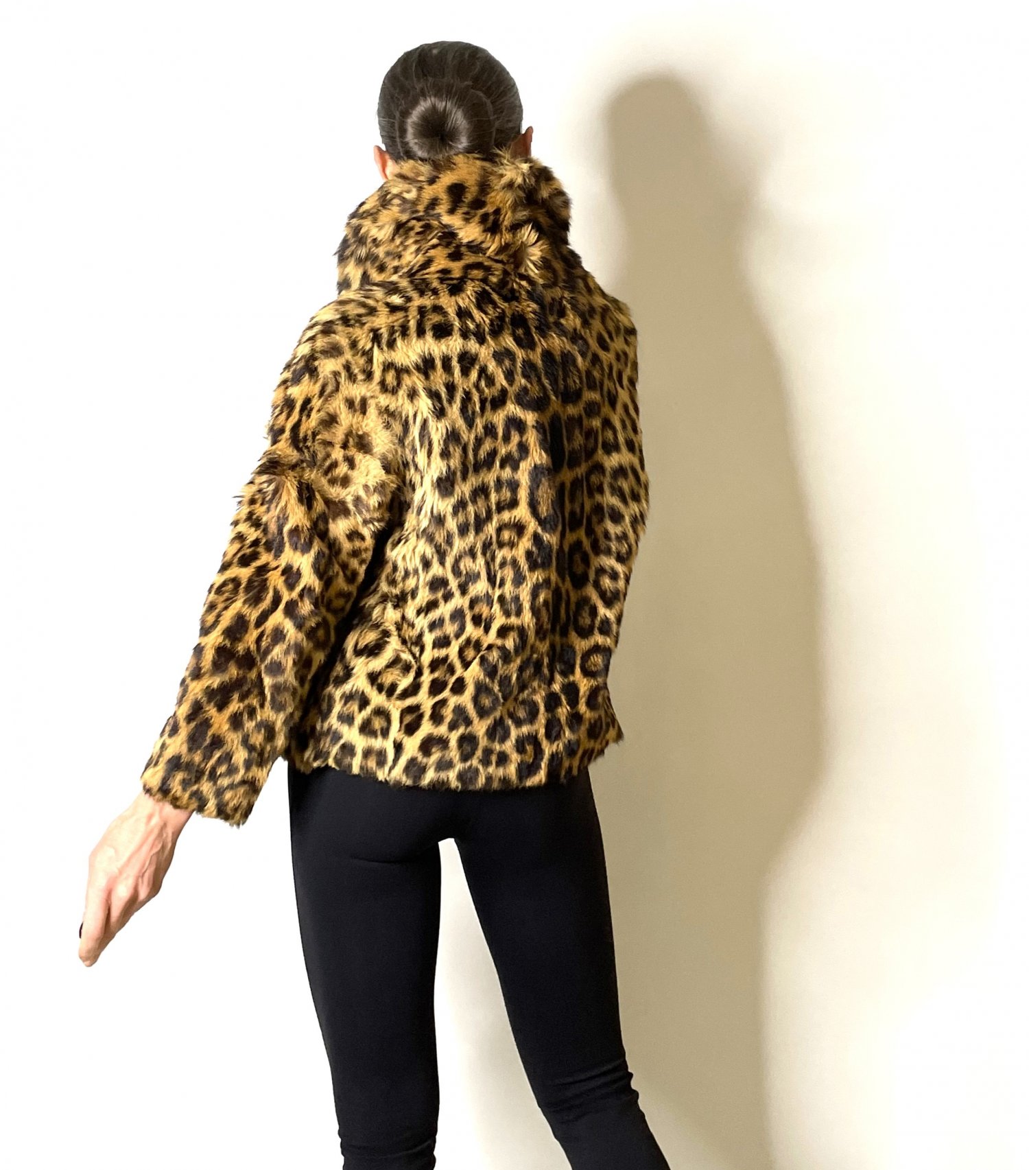 M/L Size 14 Circa 1950 Leopard Fur Short Coat Jacket 