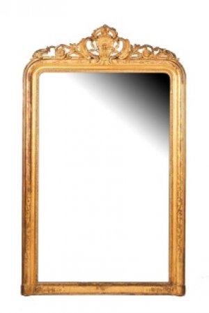 Large Antique French Louis Philippe Mirror Régence Cartouche 