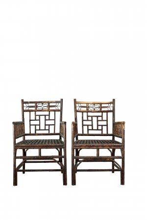 Chinoiserie Chippendale Style Tortoiseshell Bamboo Dining Chairs in the Brighton Pavilion Manner