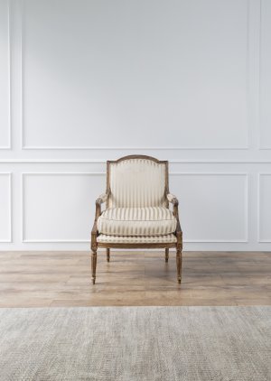 A French Louis XVI Style Neoclassical Giltwood Fauteuil