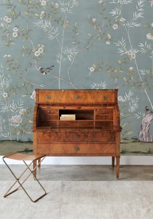 A Directoire Style Walnut Cylinder Top Writing Desk