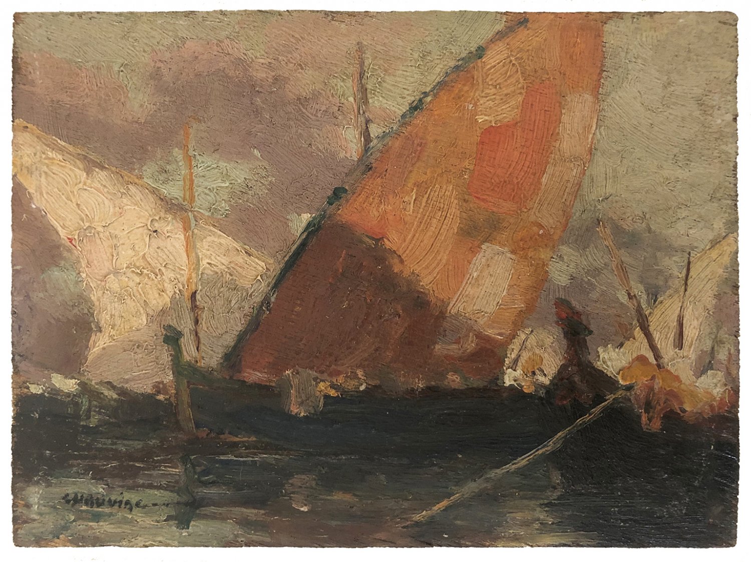 Boats at Chioggia - Circle of Edgar Payne (American 1883-1947)