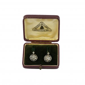 18ct. Yellow gold &Platinum, rose cut diamond drop earrings. 