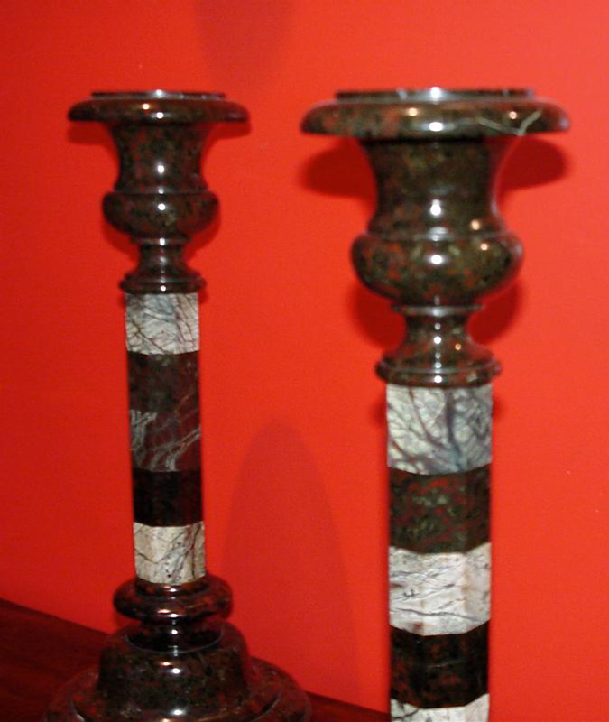 Serpentine candlesticks