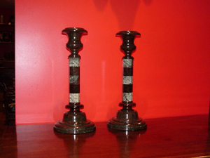 Serpentine candlesticks
