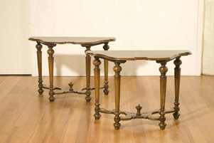 1408   A pair of Italian 18th century walnut console tables