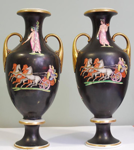 Large Pair of Black Vases