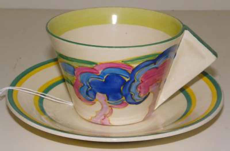 Clarice Cliff Conical OASIS Bizarre Cup &#38; Scr