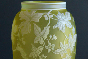 Yellow Cameo Glass Vase, Signed to Base "Thomas Webb & Sons"