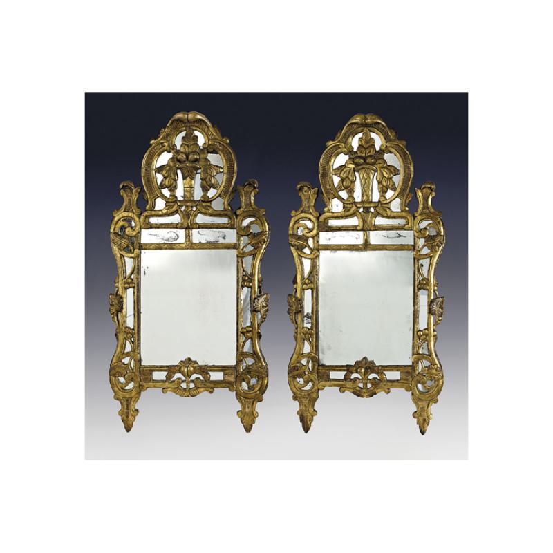 A PAIR OF 18th CENTURY LOUIS XV GILT-MIRRORS.