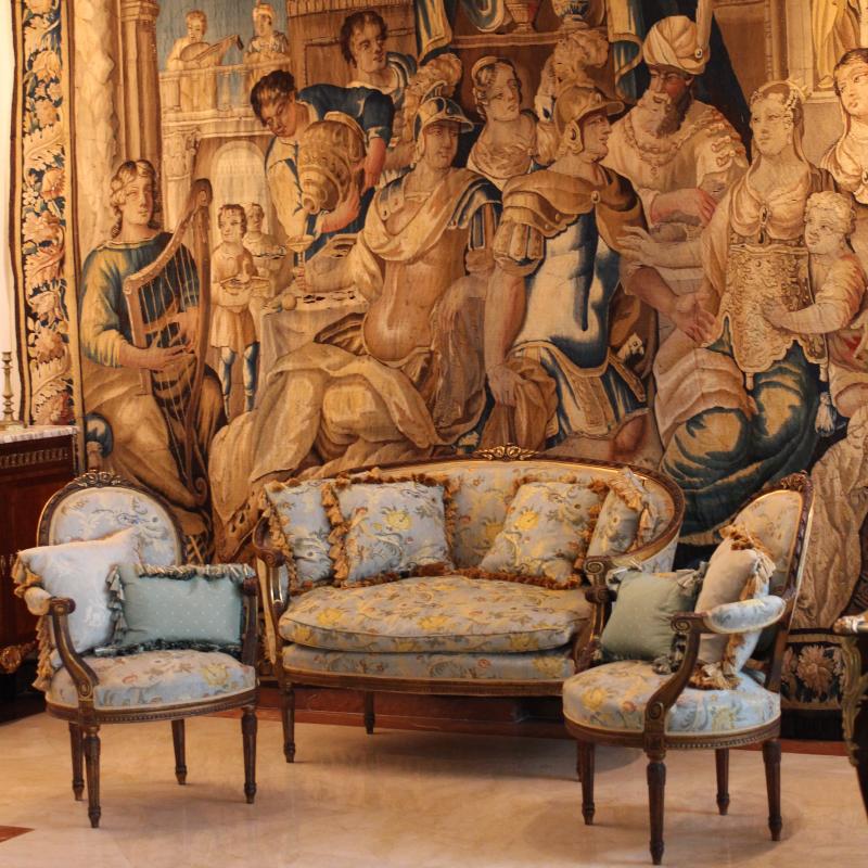 A FRENCH LOUIS XVI GILTWOOD SALON SUITE, EN CORBEILLE. CIRCA.