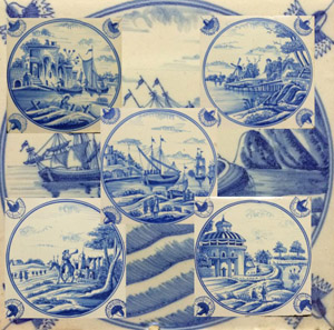 A selection of 19th Century Hand Painted Tiles