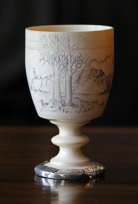 Ivory Goblet with Scrimshaw Decoration