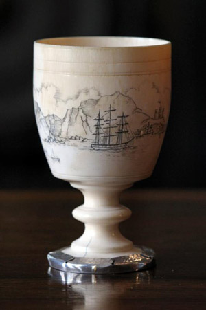 Ivory Goblet with Scrimshaw Decoration