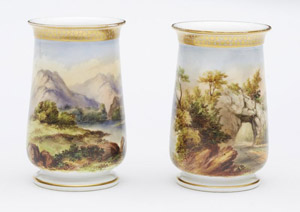 Pair Worcester Hand Painted Vases