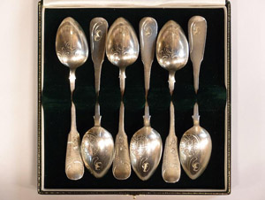 1908-1917 Moscow Set 6 Russian Silver Spoons